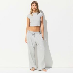 SKIMS Wide Leg Pants - Light Heather Grey LARGE